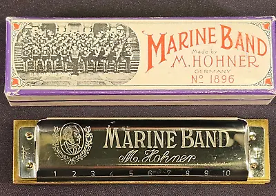 M. Hohner Marine Band Harmonica Key Of F Germany 1896 Vintage VG 10 Hole A440 • $29.95