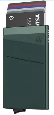 £10.95 • Buy VULKIT Midnight Green Note Slim Metal Card Holder RFID Blocking Pop Up Wallet