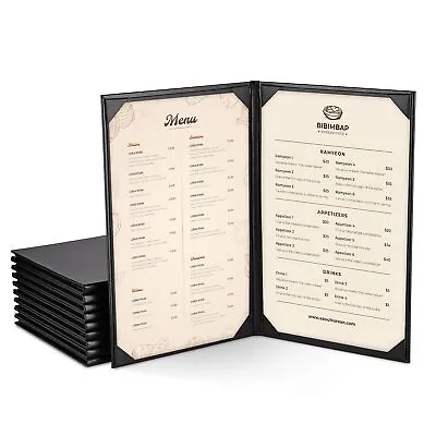 10 Pcs Restaurant Menu Covers Holders 8.5  X14 Double View Leather Menu Holder • $198.58