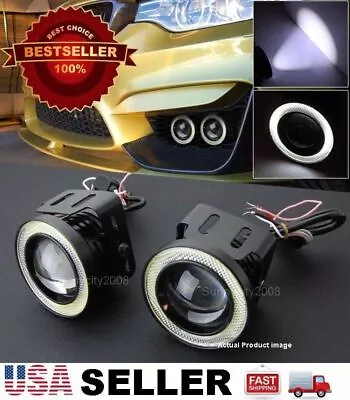 Pair 3  White DRL COB LED Halo Ring Driving Projector Fog Light For Mazda Subaru • $37.95