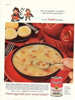 Vintage Advertising Print CAMPBELL'S Scotch Broth Soup Highland Kids Bagpipe 59 • $9.95