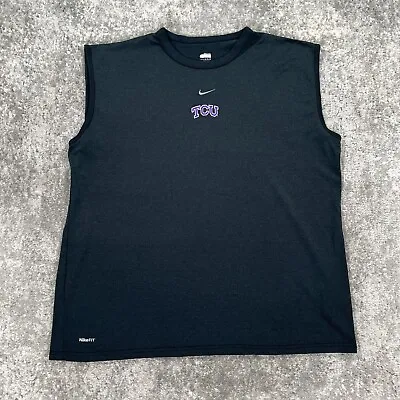 VTG TCU Horned Frogs Shirt Mens XL Black Sleeveless Nike Center Check Dri Fit • $11.99