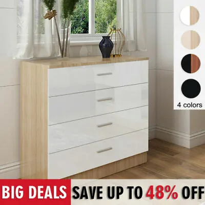 £64.16 • Buy Chest Of 4 Drawers Bedroom Furniture Home High Gloss Hallway Storage Cabinet