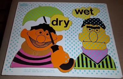 Vintage 1973 Playskool Ernie & Bert Dry Wet Wooden Puzzle Sesame Street Muppets • $13.99