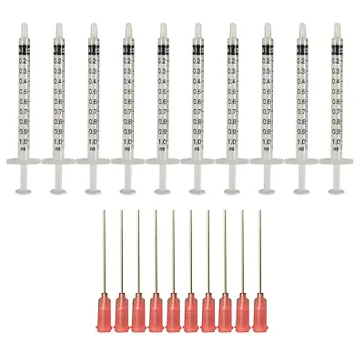 10 Pack -1ml Sterile Syringe With 18 Ga 1 1/2  Blunt Tip Needle + Protective Cap • $7.88