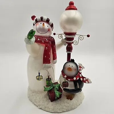 Vintage JC Penny Home Collection Acrylic Light Up Snowman & Penguin By Lamp Post • $39.99