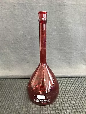 Pyrex Class A Low Actinic Red Glass TC 1000mL 1L Volumetric Flask Chipped 55640 • $44.24