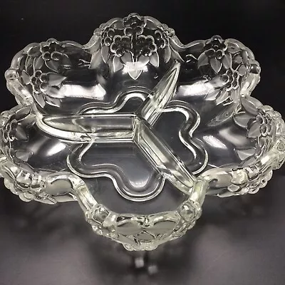 MIKASA Walther Crystal Carmen Satin Divided Relish Dish Fruit Bowl Germany Vtg • $14.99