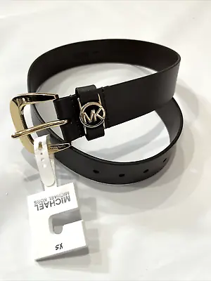 Michael Kors Women's Logo 1.5  Wide Leather Belt - Brown/Gold - Size XS • $45.55