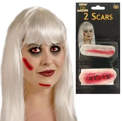 Halloween Fake  2 Scar Wounds  Make Up  Zombie Fancy Dress Accessory. • £3.79