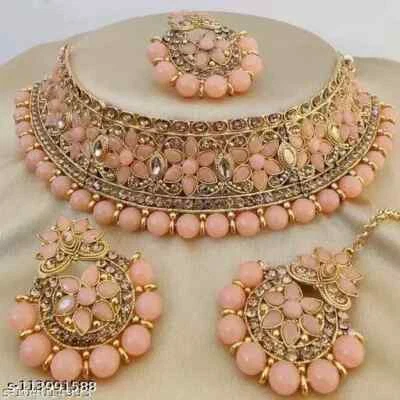 $18.89 • Buy Indian Bollywood Gold Plated Kundan Choker Bridal Necklace Earrings Jewelry Set