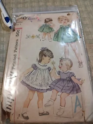 $3.99 • Buy 1960s Simplicity 3807 Sewing Pattern Toddler Dress, Pinafore, Panties & TRANSFER