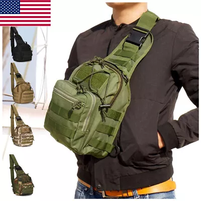 Men Backpack Tactical Sling Bag Chest Shoulder Fanny Pack Cross Body Molle Pouch • $12.34