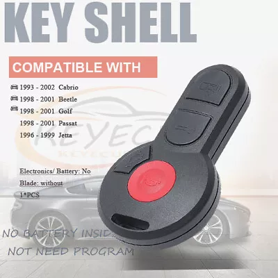 New Remote Key Shell Fob For Volkswagen Beetle Golf Passat Cabrio Jetta1998-2001 • $10.74