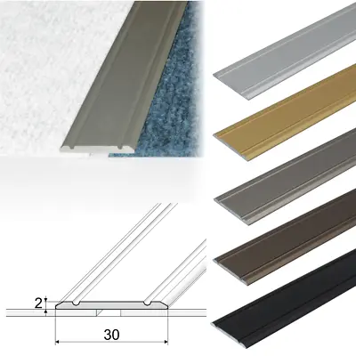 FLAT SELF ADHESIVE ALUMINIUM DOOR FLOOR EDGING BAR-TRIM-THRESHOLD-30mm A02 • £4.99