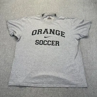 Vintage Nike T-Shirt Mens Medium Orange Soccer Gray Short Sleeve • $18.88