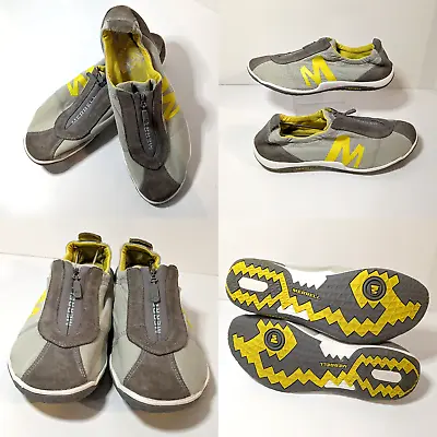 Merrell Lorelei Ice Zip-Front Walking Shoes Grey Yellow Womens Size 9 Low Top • $29.97