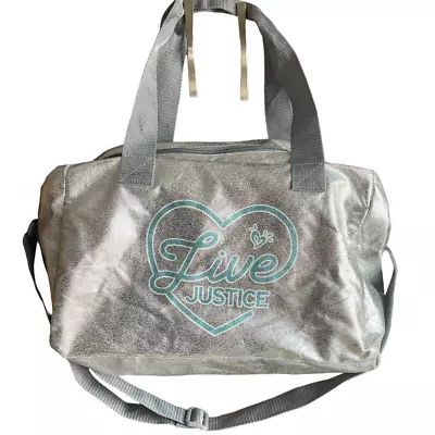 JUSTICE Silver Sparkle Duffle Bag - Cheer Bag Dance Bag • $5