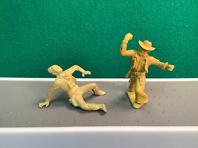 MARX 1950's COWBOYS PUNCHING FIGHTING  60MM  TOY PLAYSET  TOWN SERIES RUBBER • $10