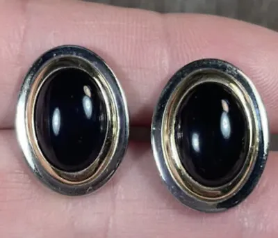 Dolan & Bullock Db Hallmarked 14k Gold 925 Sterling Silver CUFFLINKS Black Onyx • $89.99