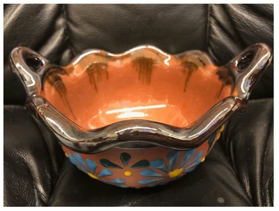$18.85 • Buy Mexican Hand Painted Casserole Small Clay Saucepan Dish Bowl Soup Cereal 7.5 