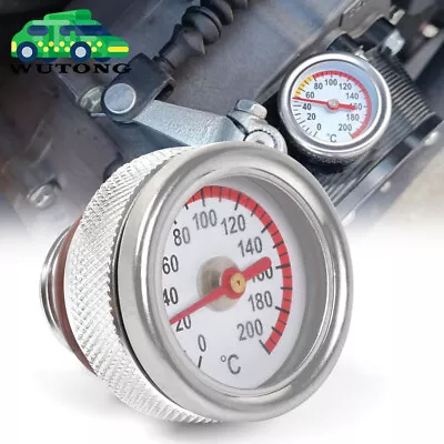 Silver Engine Motor Oil Temp Temperature Gauge Filler Cap M20X1.5 For Motorcycle • $15.95