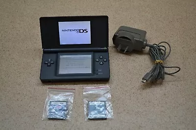 Nintendo DS Lite |Black Edition | With Original Charger & 2 Games Lot 1 • $110