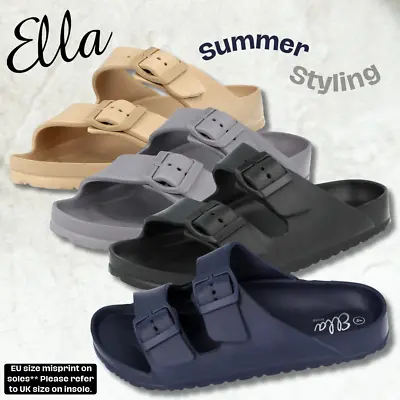 Mens Ella EVA Double Buckle Strap Slip On Sliders Sandals Slide Flipflop  • £12.95