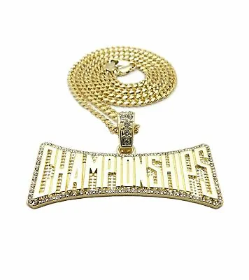 Rapper Meek Mill Championships Pendant Gold Cuban Link Chain Necklace Hiphop • $26.49