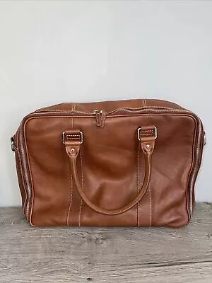 Marks And Spencer Tan Leather Weekend Travel Luggage Bag NWT • £55