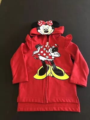 Disney Jr. Minnie Mouse -3T- Red Zip Front Long Sleeve Hoodie  • $15.99