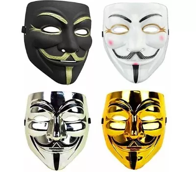 Anonymous Face Mask V Vendetta Guy Fawkes Hacker 4 Pack RRP £11 • £4.99