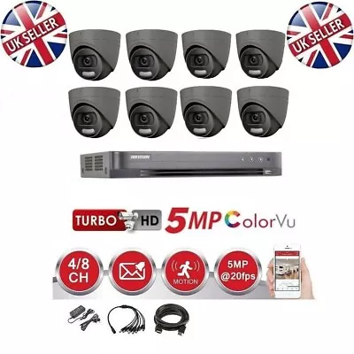 HIKVISION DVR 4K BiTS CCTV 5MP COLORVU CAMERAS NIGHT VISION CCTV SYSTEM KIT UK • £278
