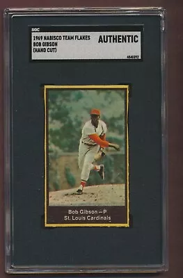 1969 Nabisco Team Flakes Bob Gibson St Louis Cardinals Hand Cut SGC AUTHENTIC • $68.25