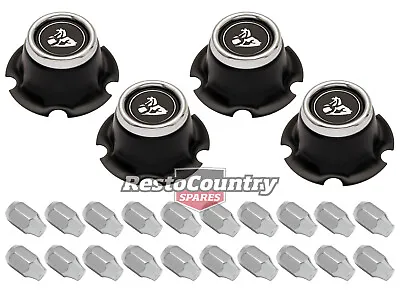 Holden Torana EARLY LJ Wheel Centre Caps BLACK +Acorn Nuts 4 Wheels Rims • $259.95