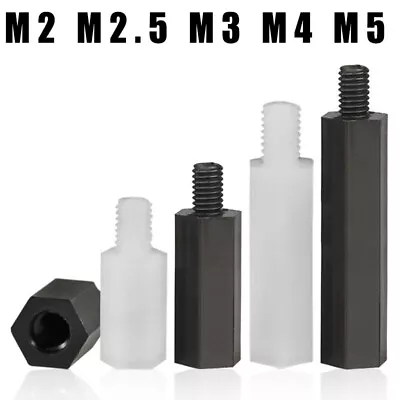 M2 M2.5 M3 M4 M5 Plastic Nylon Hex Studs Standoff Spacer Support Screw Bolt Nut • $1.88