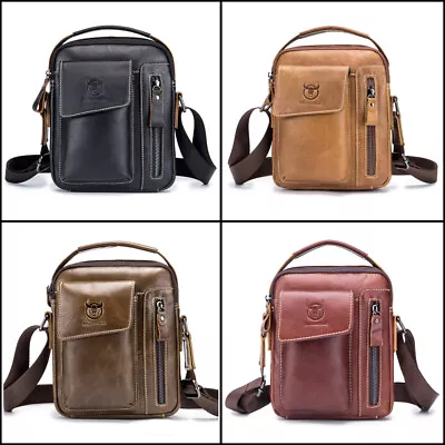 Men's Handbag Casual Sling Shoulder/Messenger Bag 100% Genuine Leather Zipper G • $19.69