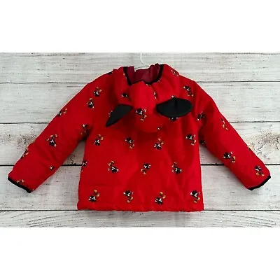 Disney Junior Mickey Mouse Hooded Ear Puffer Jacket Youth Girl's Size 4T Red • $20.09