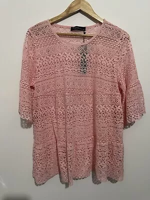 ZANZEA Size XXL Women’s Top Pink Lace Short Sleeve Brand New With Tag🏷️ • $21.95