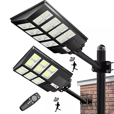 1000W LED Commercial Solar Street Light Motion Sensor Dusk-to-Dawn Road Lamp UK • £48.58