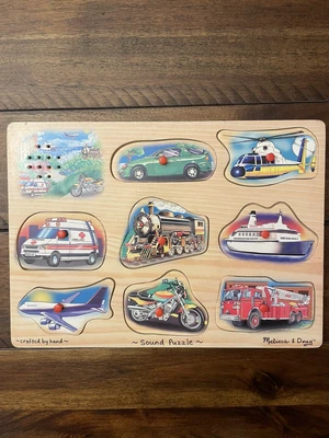 $12.95 • Buy Melissa & Doug Vehicles Sound Peg Puzzle