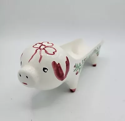 Vintage Italy Sigma Tastesetter Hand Painted Majolica Pig Cracker/ Corn Server  • $9