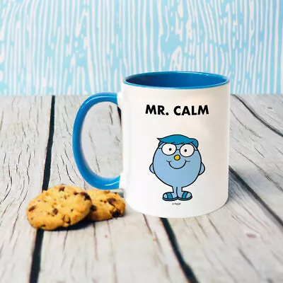 Mr Men Porcelain Mug Mr Calm 11oz Coffee Cup Kitchen Dining Drinkware Gift Blue • £12