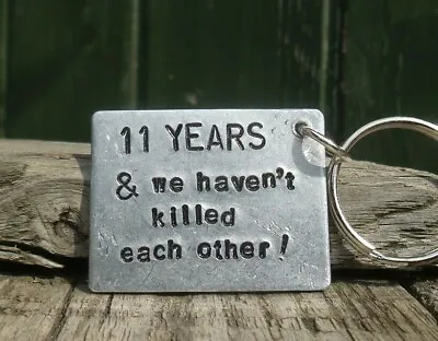  11th Wedding Steel Anniversary Gifts For Him Her Men Keyring Husband Wife Funny • £12.99