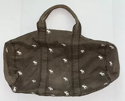 Abercrombie & Fitch Brown Canvas Duffle Bag With White Moose Stitching • $29.95