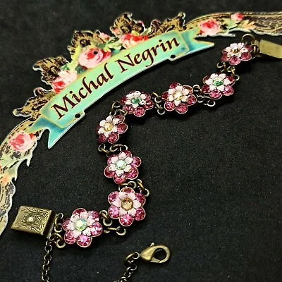 Michal Negrin Flowers Bracelet With Colourful Swarovski Crystals Christmas Gift  • $77.60