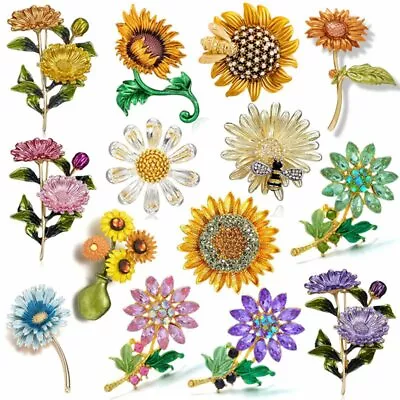 Fashion Crystal Daisy Sunflower Plant Enamel Brooch Pin Party Women Jewelry Gift • $3.36