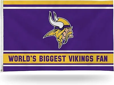 Minnesota Vikings 3x5 Feet Flag Banner World's Biggest Fan Metal Grommets... • $29.99