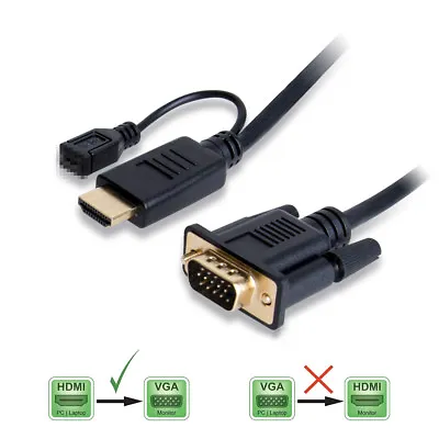 £10.94 • Buy HDMI To VGA With 3.5mm Audio Output Cable Converter Adapter Lead For 1080P TV PC