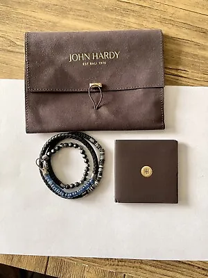 John Hardy Men’s Triple Wrap Silver Gemstone Leather Bracelet  • $425